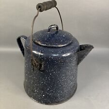 Vintage Large Graniteware Coffee Pot Cowboy Camping Enamelware picture