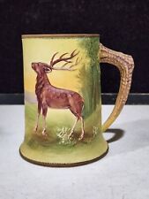 HARD TO FIND ANTIQUE NIPPON HIGH RELIEF ELK / STAG FIGURAL PORCELAIN TANKARD CUP picture
