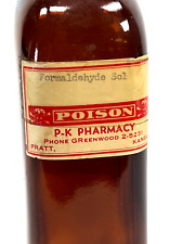 Antique Formaldehyde Poison Brown Glass EMPTY Bottle anchorglass pratt kansas ks picture