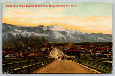 Vintage Pikes Peak Postcard Colorado Springs Midland Railway Roailroad Red Lette picture