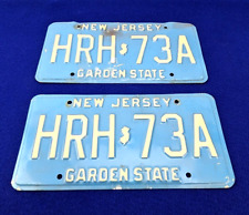 2x Set Vintage New Jersey License Plate White on Blue 