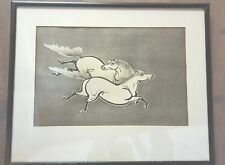 Japanese Woodblock Print 2 Running Horses, Mokuchu Urushibara(1888-1953)  (漆原木虫) picture