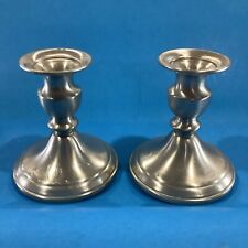 WEB Pewter Candlesticks Set of 2 Weighted Marked 4.25