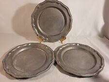 3 Crown Castle Ltd Pewter 10” Dinner Plates Queen Anne Made in USA VINTAGE picture