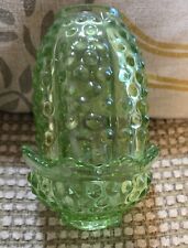 GREEN Hobnail Fairy Lamp WESTMORELAND 1940S  VICTORIAN Prepper Granny VINTAGE  picture