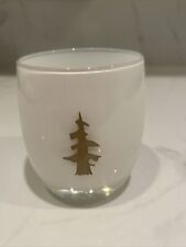 GLASSY BABY CANDLE VOTIVE HOLDER SENTINEL ETCHED TREE HOLIDAY 