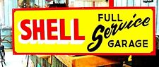 Vintage Hand Painted SHELL FULL SERVICE Gas Oil Station Metal SIGN Shop Garage  picture