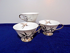 Seyei Fine China Matrimony #1171 Silver Bambo 3 Coffee Tea Cups picture