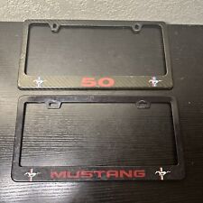 VINTAGE FORD MUSTANG 5.0 LICENSE PLATE METAL FRAME BLACK RED picture