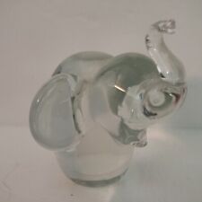 Vintage Art Glass Transparent Crystal Elephant Trunk Up Figurine Paperweight picture
