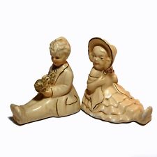 Coventry Ware 1940's Chalkware Victorian Boy & Girl Figurines Bookends picture