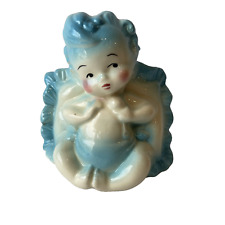 Hull Pottery Planter Blue Baby Boy Nursery USA Glossy Ceramic Vase #92 Vintage picture