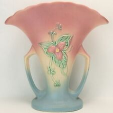 Hull Art Pottery Fan Handled Vase W 15 Wildflower Magnolia USA  11 in 1940s  picture
