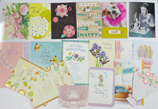 Lot of 18 Birthday Greeting Card Flowers Precious Moment Girl Snoopy Dog Cupcake picture