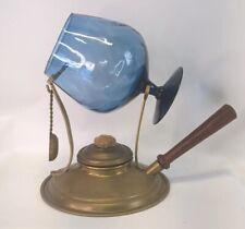 Vintage Cognac/ Brandy Warmer Brass With Hand Blown Blue Snifter picture