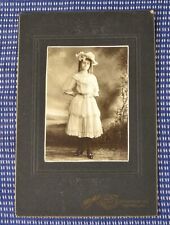 Antique 1890s Photo Attractive Young Woman in Long Lace Dress and Bonnet (lot w) picture