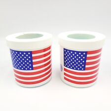 (2) Vtg The Fridge Lifoam American Flag Freezable Drink Cooler Koozie USA Made picture