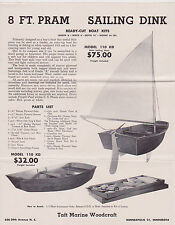 1950s AD SHEET #2766 - TAFT MARINE READY CUT BOAT KIT - 8 FT SAILING DINK picture