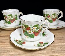 Hammersley Spode Strawberry Ripe Pattern England Teacup & Saucer Set 3 Vintage picture