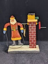 Vintage Handmade Working out Santa  clause jump rope action Wooden Figurine  picture