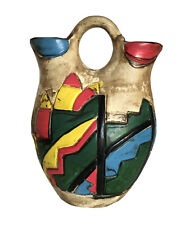 Wedding Vase Native American Pottery Double Sprout Colorful Multicolor 5” ... picture