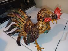 FIGHTING ROOSTER COCK CHICKEN Vintage Metal Sculpture Dr Bruce 6*30*1966 Art Wow picture