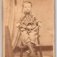c1860s Handsome Little Boy Fancy Clothes Fashion High Chair CdV Photo Card H21 picture