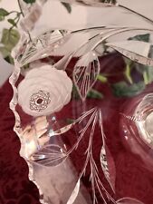 STUNNING ABP CRYSTAL PEDESTAL COMPOTE INTAGLIO CUT MIDDLE STAR ROSE picture