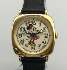 Vtg Disney Pulsar Minnie Mouse Watch Women 24mm Gold Tone V810-0890 New Battery picture
