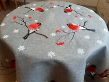 Lrge 180cm Round(6 seater) Linen/Look Red Robin Premium solid Polyester T/cloth picture