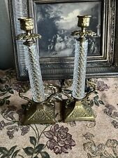 Antique Bronze Pair Candle Holders Mermaids Angels picture