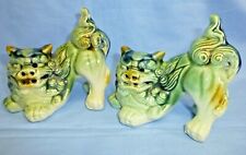 Vintage Porcelain Foo Dogs, Stone Lions, Shishi, Green/Blue 5