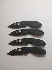 Lot Of (4) Spyderco Efficient, Black, Partially Serrated, 2.98