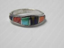 VINTAGE CALVIN BEGAY SGND  NAVAJO STERLING SILVER MULTISTONE RING sz:7 picture