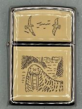 Vintage 1994 Scrimshaw Walrus Double Sided Zippo Lighter NEW Mint Condition picture
