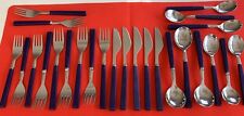 Vintage Anacapa Flatware Stainless Taiwan 25 Piece Cobalt Blue Plastic 1970-80's picture