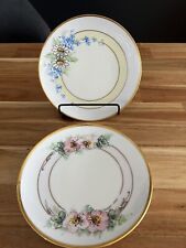 Stouffer Plates Set Of 2 Hand Painted, gold rimmed, 6