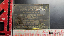 Antique 1897 Westinghouse Direct Current Motor Locomotive Name Plate picture