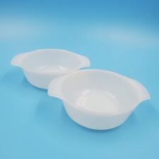 2 Anchor Hocking Fire King Petite White Casserole Dishes Clear Glass Lid 12 oz picture
