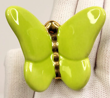 Nora Fleming Mini Lime Green with Gold Butterfly Smooth Retired RARE picture