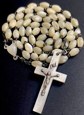 Vintage Catholic Genuine Mother Of Pearl MOP Rosary MOP Crucifix picture