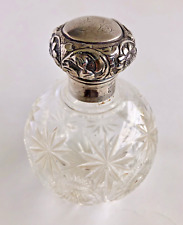 Sterling Silver Crystal Glass Medium Lotion Bottle London 1898 picture