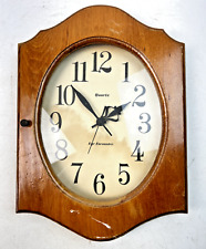 Vintage 1980 Wood Wall Hanging Quartz Eye Encounter Clock - Works picture