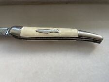 Imperial Prov R. I Fish Pocket Knife 2 Blades  White Pearlized   USA Vintage picture