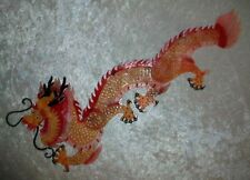 Vintage Articulated Chinese Red Orange Dragon Folk Art Shadow Puppet Figurine picture