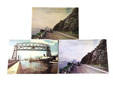 3 Vintage Oversized Post Cards Lake Superior MN Silver Creek Cliff Aerial Bridge picture
