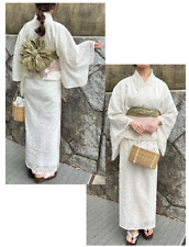 Japanese Kimono Yukata Set Dress White Race Pink obi Summer Clothes Japan Kawaii picture
