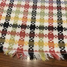 Vintage Woven Multi-color Tablecloth w/ Fringe 45