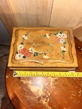 Vintage metal box hand painted Floral, No Key picture