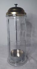 Vintage Gemco Glass Barber Comb Straw Holder Container Jar Metal Lid 11